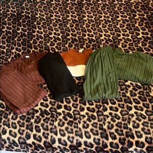 PRE BUNDLED Kids Ribbed Knit Bottoms Set - Brown, Black, Green